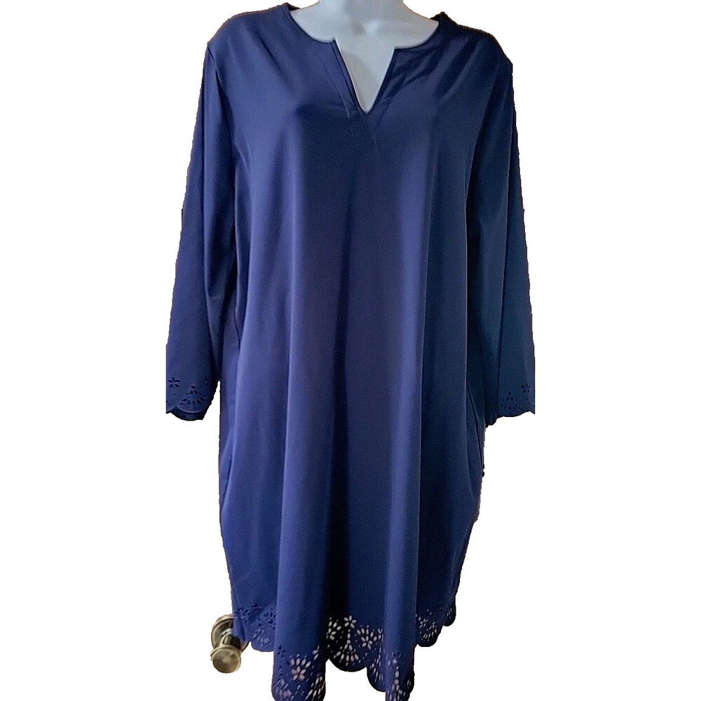 Women's Land's End Dress Swim Cover Up Nylon Navy XL/P Petites Solid 18 S818